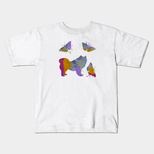 Samoyed Dog Art, Colorful Butterfly, Kids T-Shirt